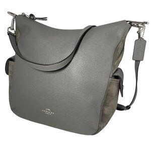 Coach C1522 Pennie Hobo Gray Suede Leather Bag pocketbook purse Handbag